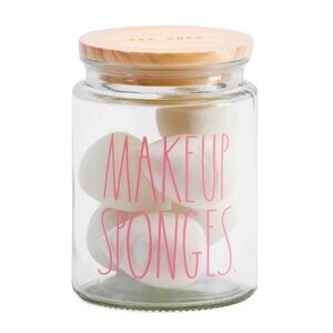 Last 1 - 𝅺Rae Dunn “Makeup Sponges” White Beauty Blenders Glass Jar